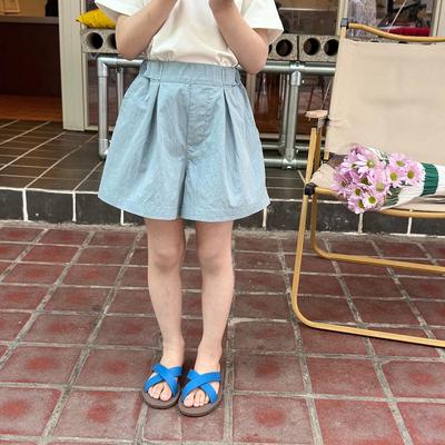 Korean Style Kids Summer Shorts - Casual, Breathable, Solid Color for Girls