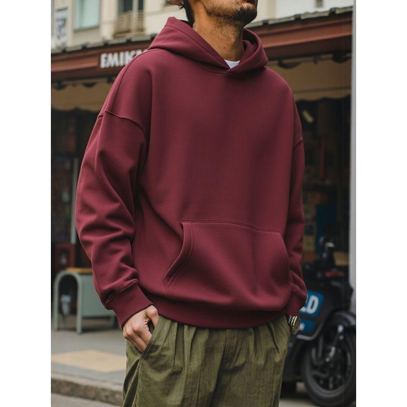American Retro Style Heavy Fleece Thickened Warm Hooded Sweatshirt for Men, Winter Base Layer, Export Men's Sportswear Jacket