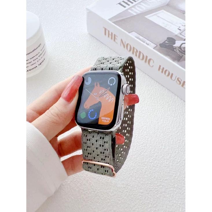 Elastic Strap for ApplewatchS10-Nylon Woven Hollowed Elastic Strap Adjustable for iWatch 10/9/8/7/6/5/4/3/2/1/Se/Ultra/Ultra2 46mm 49mm 45mm 42mm