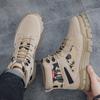 Fashion Men's high top boots outdoor hiking boots and ankle shoes black motorcycle boots autumn winter high top classic motorcycle shoes
