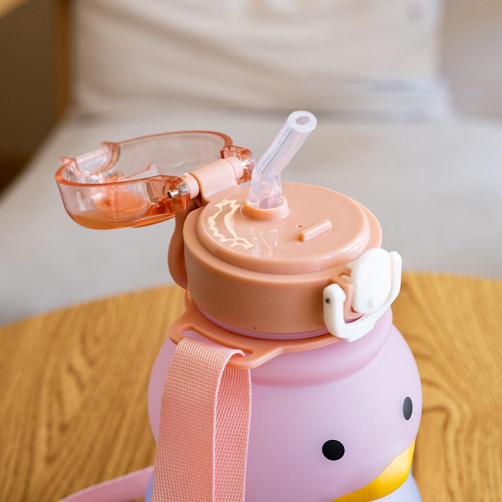 1PC Cute Water Bottle for Girls with Straw 650ml Portable Kawaii Duck Kettle Summer Large Capacity Plastic Drinking Cup