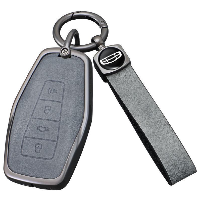 Geely Key Cover Compatible with Emgrand S, Xingyue L, Boyue, Xingrui, Icon, Binyue, Cool, Vision X6 - Car Key Case for Men