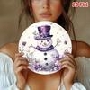 Vintage Purple Snowman Floral Round Metal Tin Sign Wall Art 8 Inch Christmas Home Decor Gift