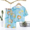Cartoon Dinosaur Kids Sleepwear Set With Breathable Cotton Silk For Summer Comfort