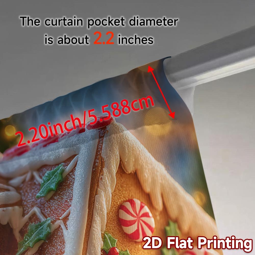 2D Flat Printing  JIT 2pcs   Curtains (Without Rod) Gingerbread Chalet Print Modern Curtains Durable 100% Polyester Fabric
