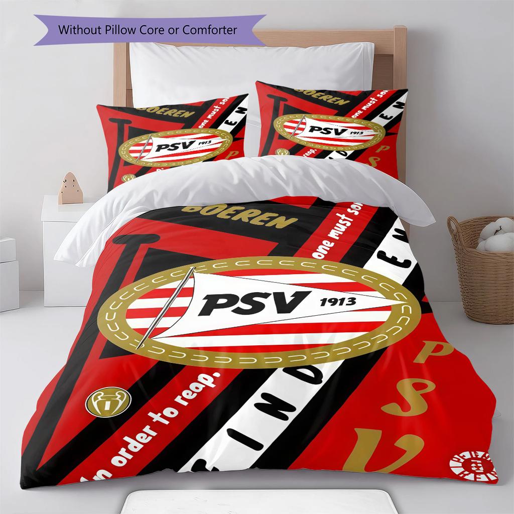 PSV Eindhoven Pattern Bedding Quilt Set Quilt Cover Pillowcase Home Decoration Birthday Gift (1 * duvet cover + 2 * pillowcase, without core)