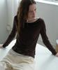 WAARFORWOMAN Wt-100 Color Block Shirred T-Shirt - Brown