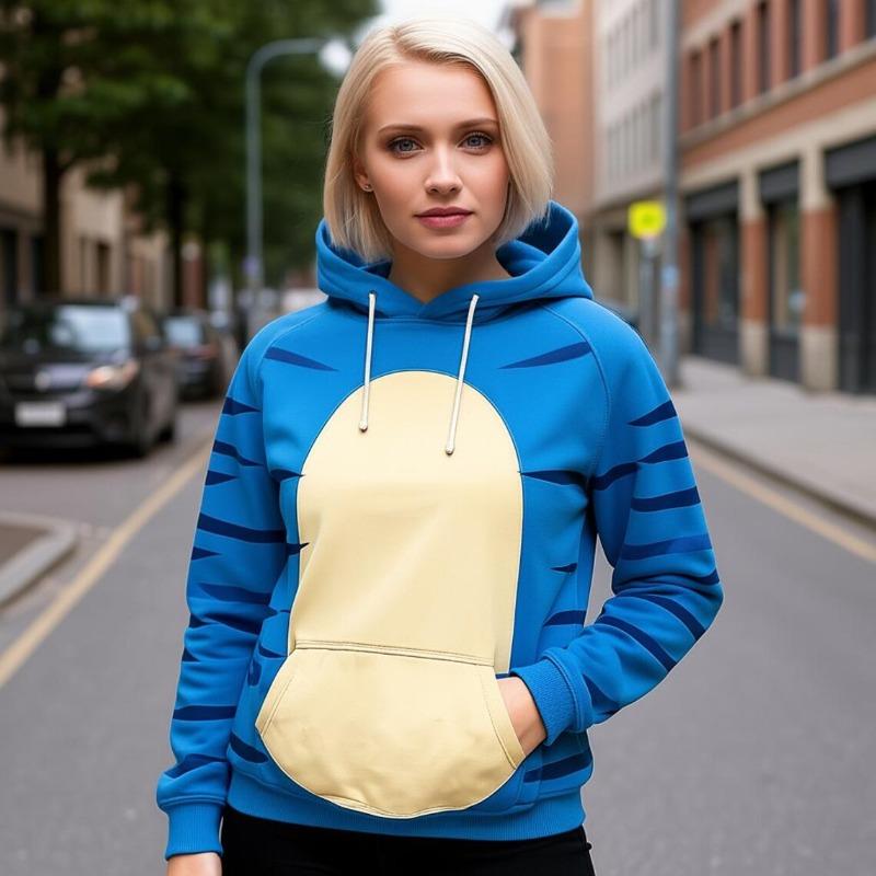 Women's Derpy Printed Hoodie for Autumn Winter KPop Demon Hunters Inspired Cozy Pullover for Daily Wear & Street Style Outings