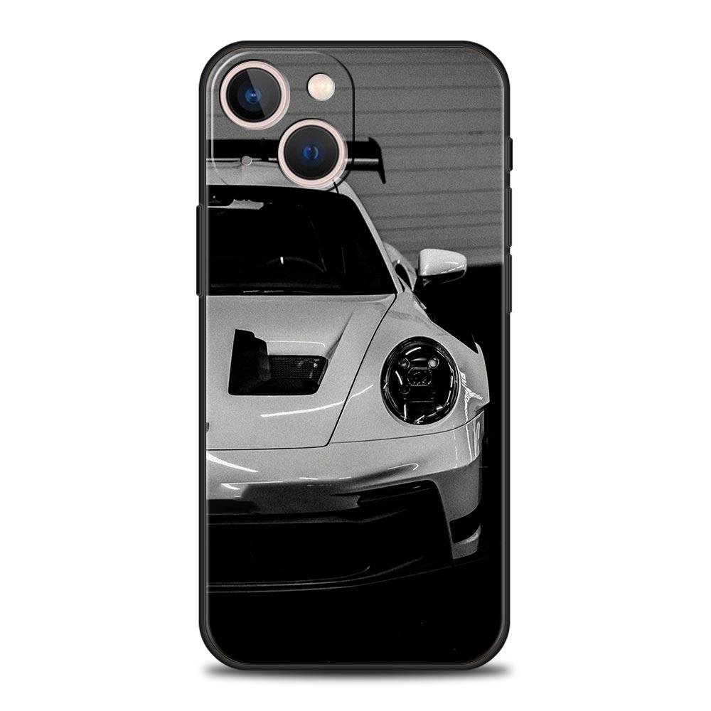 Black White Car Phone Case For iPhone 17 Air 16 Plus 13 15 14 12 11 Pro MAX 7 8 SE Soft TPU Shockproof Cover Funda