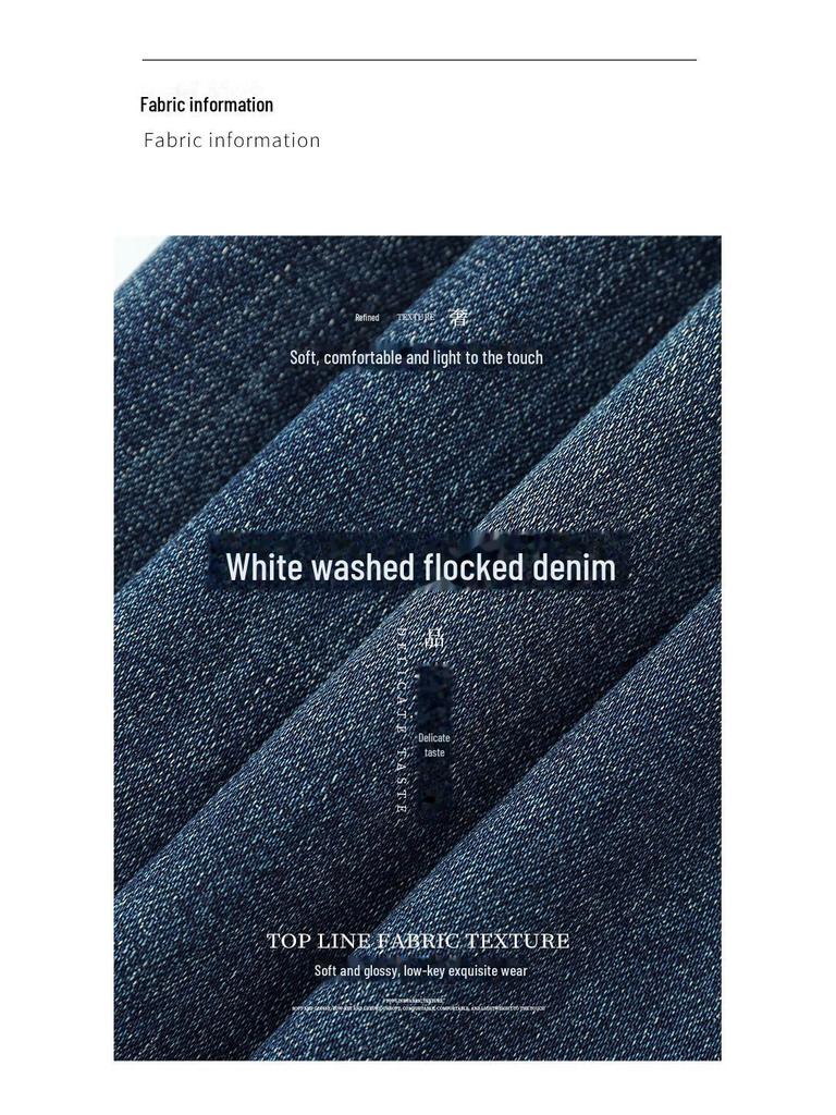 Nanyou Embroidered Velvet Cuff Slim Straight Jeans - Women's Winter Style