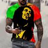 Nuova T-shirt 3D Harajuku Stampa Bob Marley da Uomo a Maniche Corte Estiva Casual Traspirante Oversize Moda Popolare Cime Rapper