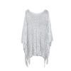 Tassel Sunscreen Cover-up Loose Fit Knit Hollow Out Top Simple Fishnet Swimsuit Cover Up  Vacation