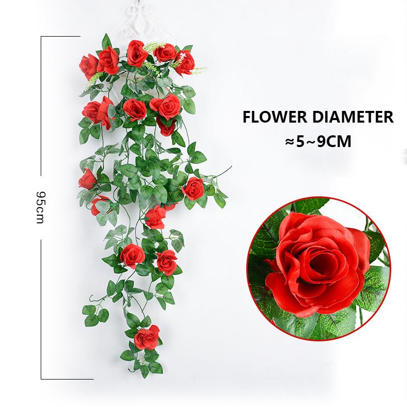 Silk Fake Flower Artifical Flowers Rose Vine Hanging Living Room Balcony Home Decoration Fake Flower Plant Rose Wall Hanging