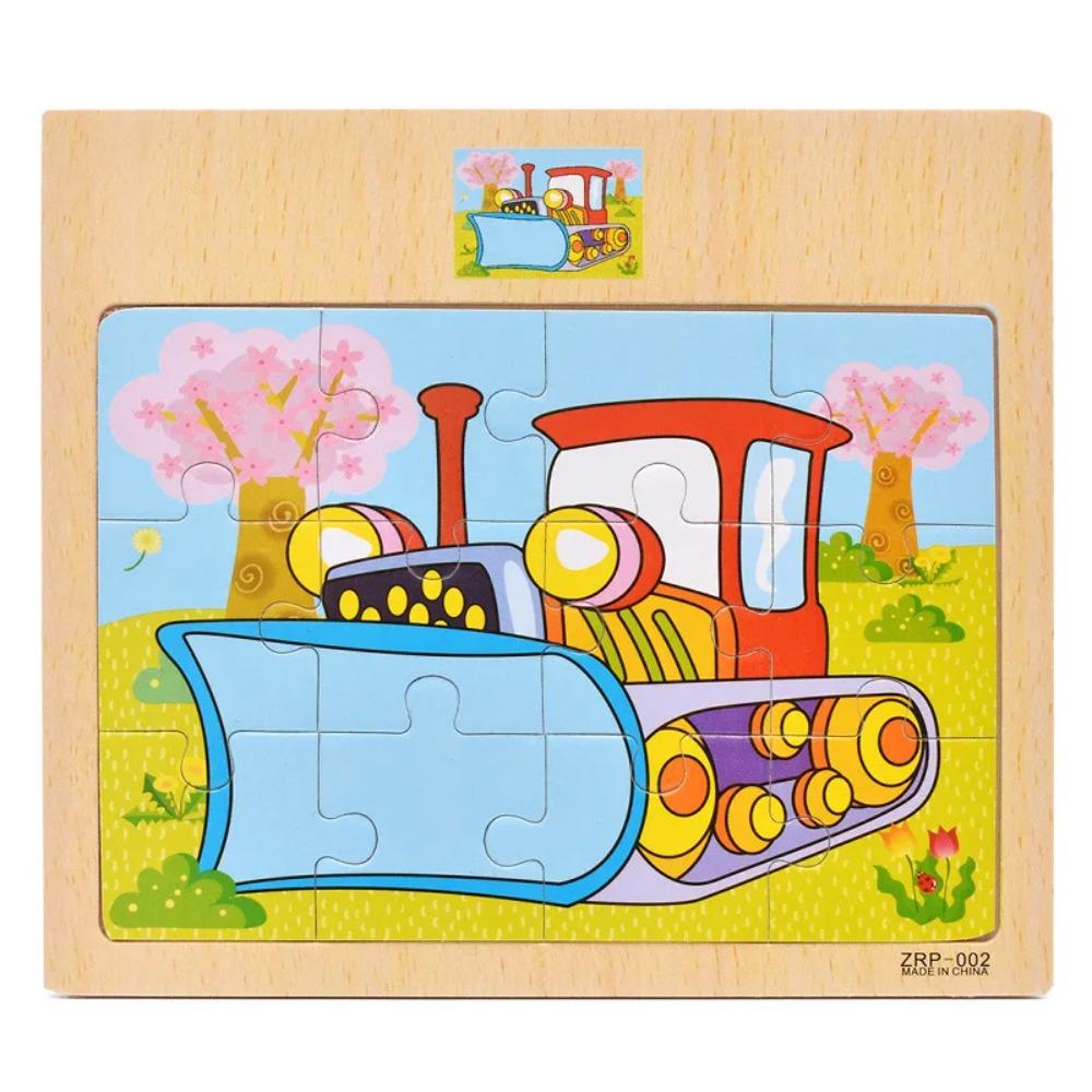 12 Pezzi Puzzle 3D in Legno per Bambini Animali dei Cartoni Animati e Traffico Educativi Giocattoli per Bambini All'Ingrosso