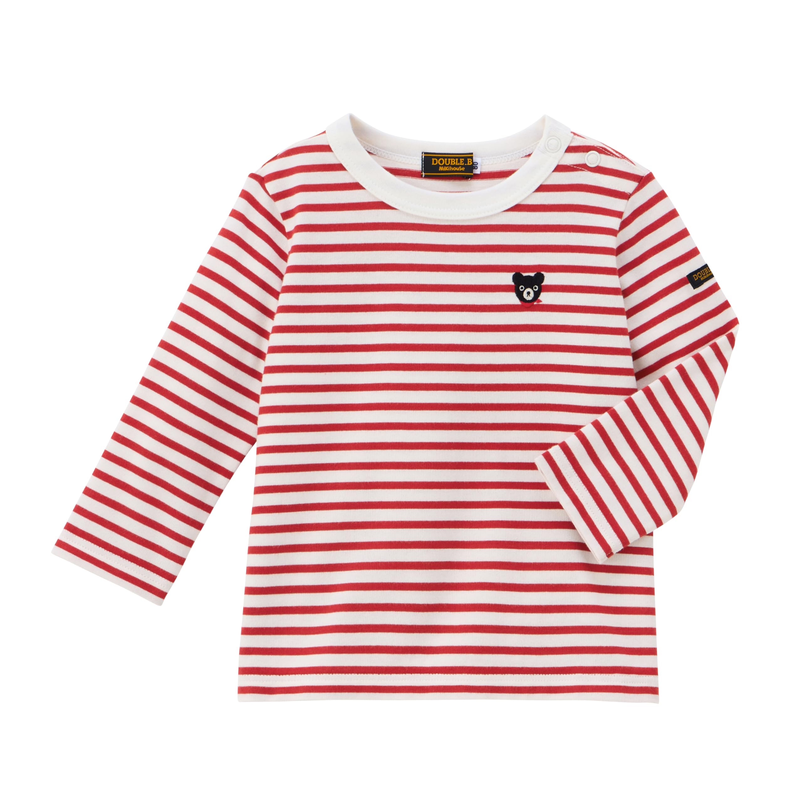 

MIKI HOUSE Double B Long Sleeve Made in Going to Red x White [MIKI HOUSE] T-Shirt, Border, Thin, Japan, Boys, Girls, Babies, Kids, Children s
