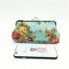 Fashion Canvas Coin Purse Rose Floral Print Long Credit Card Holder Metal Hasp Change Pouch for Women