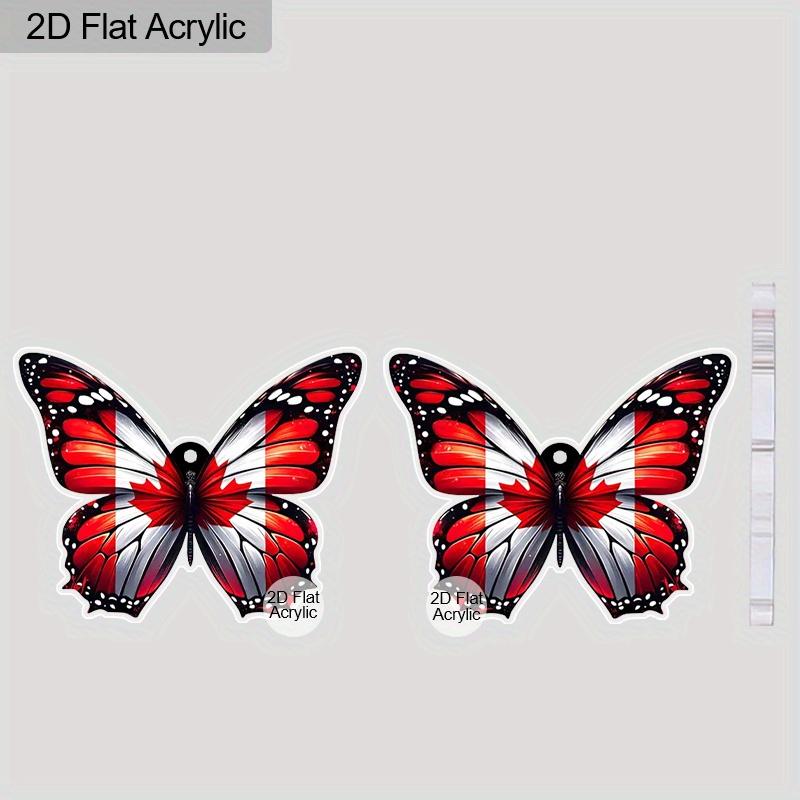 2D Flat Colorful Butterfly Canada Flag Acrylic Material Dangle Earrings Lightweight Colorful Earrings for Women Jewelry Gifts