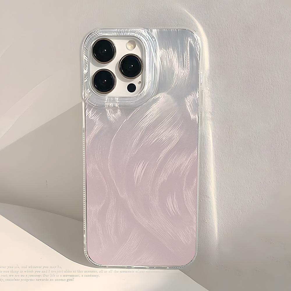 Gradual change smudge feather yarn for iPhone17promax Apple 16 laser mobile phone case 14/13 large hole 15