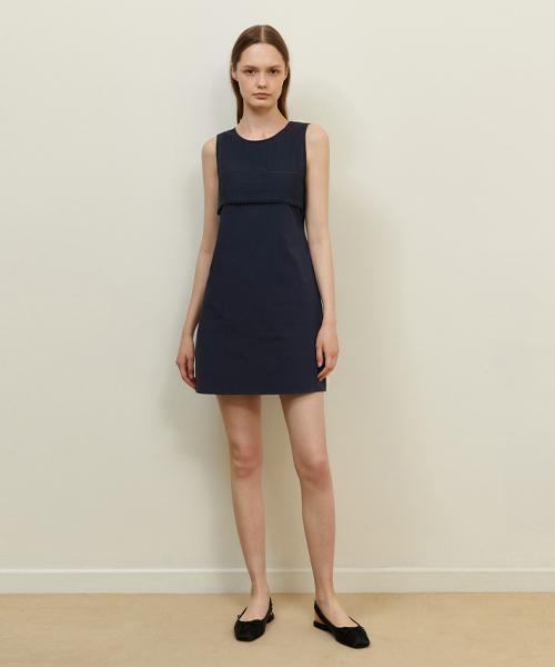Lady Volume Torchon Lace Dress_Navy