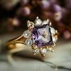 Huitan Graceful Rings with Purple Cubic Zirconia Delicate Brilliant Accessories for Women Charming Exquisite Wedding Zircon Hot