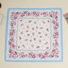 3-Pack Women 43cm Bridal Souvenirs Square Towel Handkerchief Wipe Sweat Pure Cotton Absorbent Printed Floral Placemats