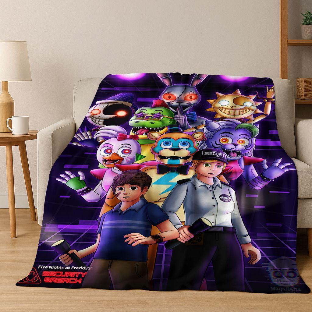 

3D F-FNAF Гра Мультяжна Фланелева Ковдра М яка Тепла Плед для Ліжка Спальні Кімнати Вітальні Подорожей Кемпінгу Пікніка Подарунок 75x90cm
