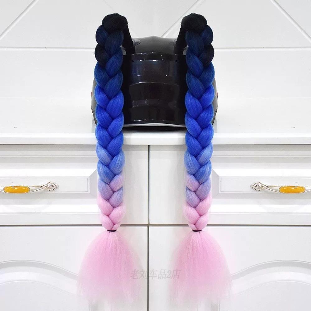 2pcs/pair New Motorcycle Helmet Braids Woman Braids Wig For Motorbike Helmets 164 colors Twist Dual Pigtail Ponytail With Sucker