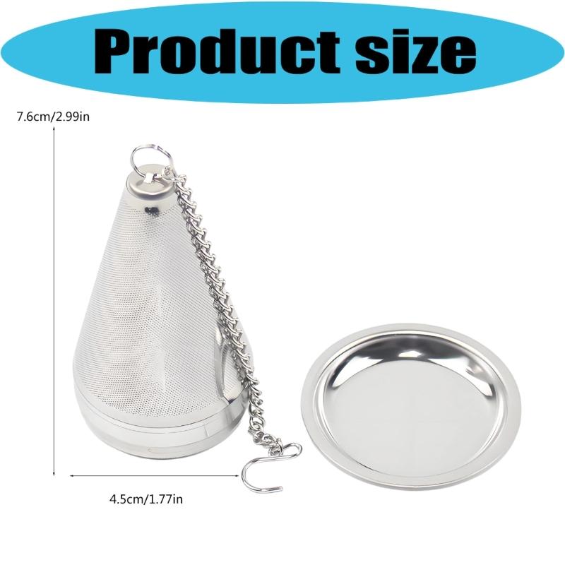 304 Stainless Steel Tea Infuser Strainer For Loose Leaf Tea With Fine Meshes Filter And Extended Chain Hook Drip Tray