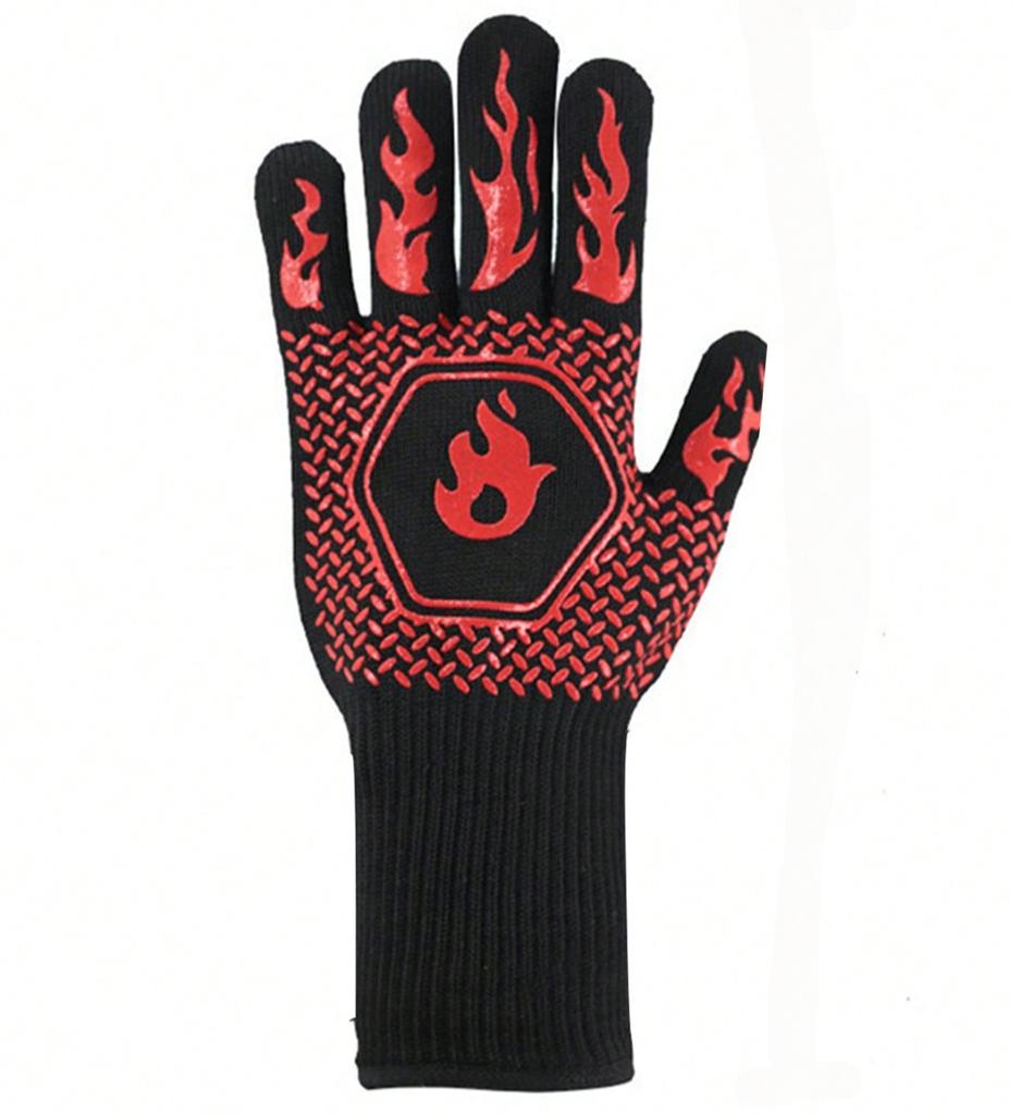 High Temperature Resistant BBQ Gloves, Heat Insulation Fireplace Grilling Gloves, Anti-scald Oven Glove for Ktichen Baking Grill