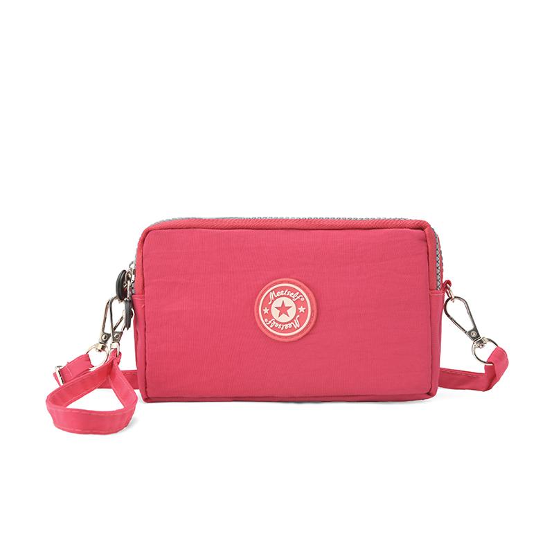 Three-layer zipper wallet, crossbody phone bag, patterned coin purse, Harajuku fashionable clutch, versatile for commuting