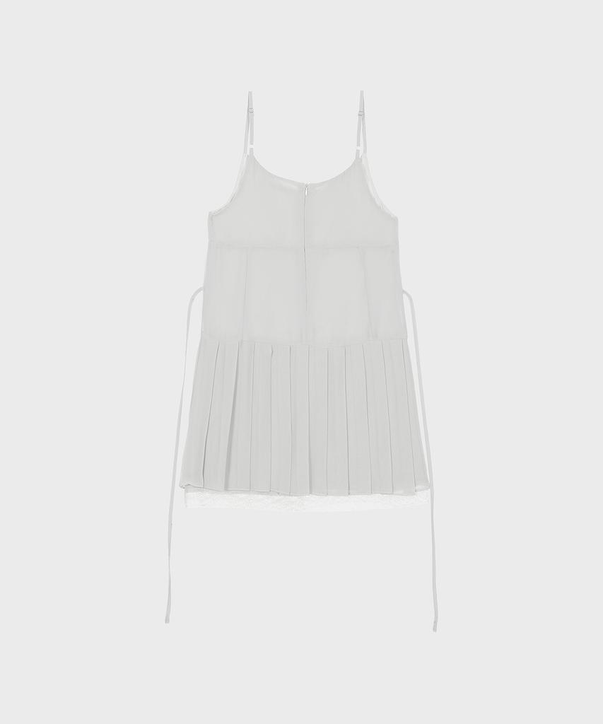 Alkialka Pleated Chiffon Mini Dress (Light Gray)