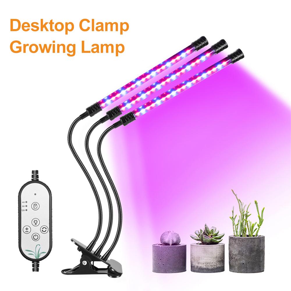 USB Plant Grow Light Red & Blue Full Spectrum Lighting Angle Adjustable Desktop Clamp Growing Lamp for Indoor Plants 5 Dimmable Levels 4/8/12H Timer
