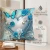 Valentine's Day Navy Blue Heart Shaped Butterfly Floral Pillowcase Suitable for Sofa Car Bedroom Decorative Cushion Cover