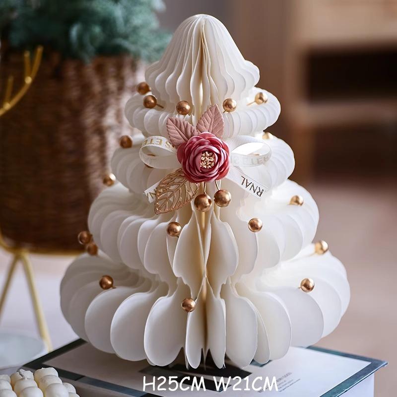 Brad de Crăciun din hârtie tip fagure 3D Moș Crăciun Minge tip fagure Aranjament central de masă Decorațiuni pentru petrecerea de Crăciun Ornamente de birou