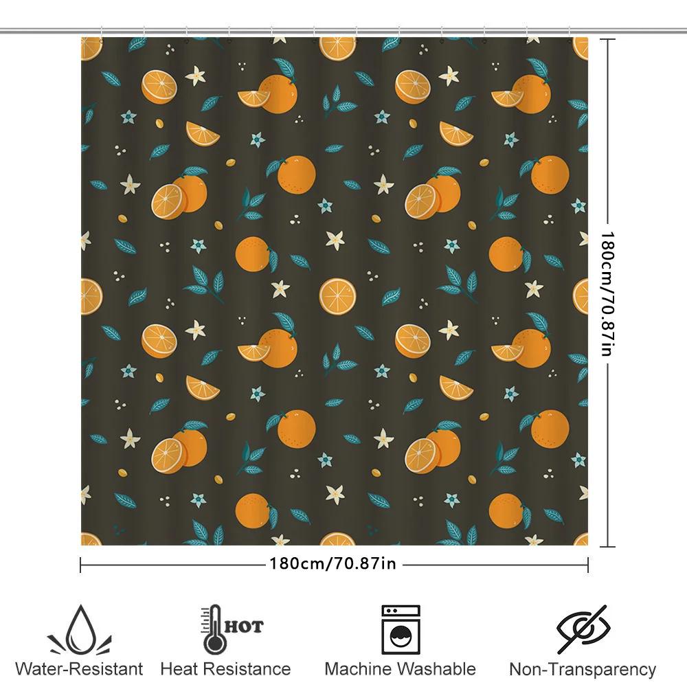 Fruit Pattern Shower Curtain Waterproof Bathroom Decorations Waterproof Fabric Bath Rug Sets Home Decor Shower Curtains With Hoo
