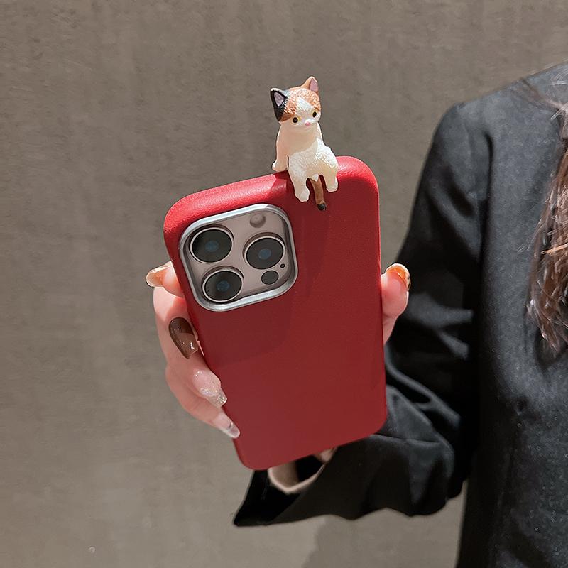 Cute 3D Cat Lichee Pattern Silicone Phone Case For iPhone 15 16 11 12 13 14 Pro Max X XS XR 7 8 16 Plus Metal Photo Frame Cover