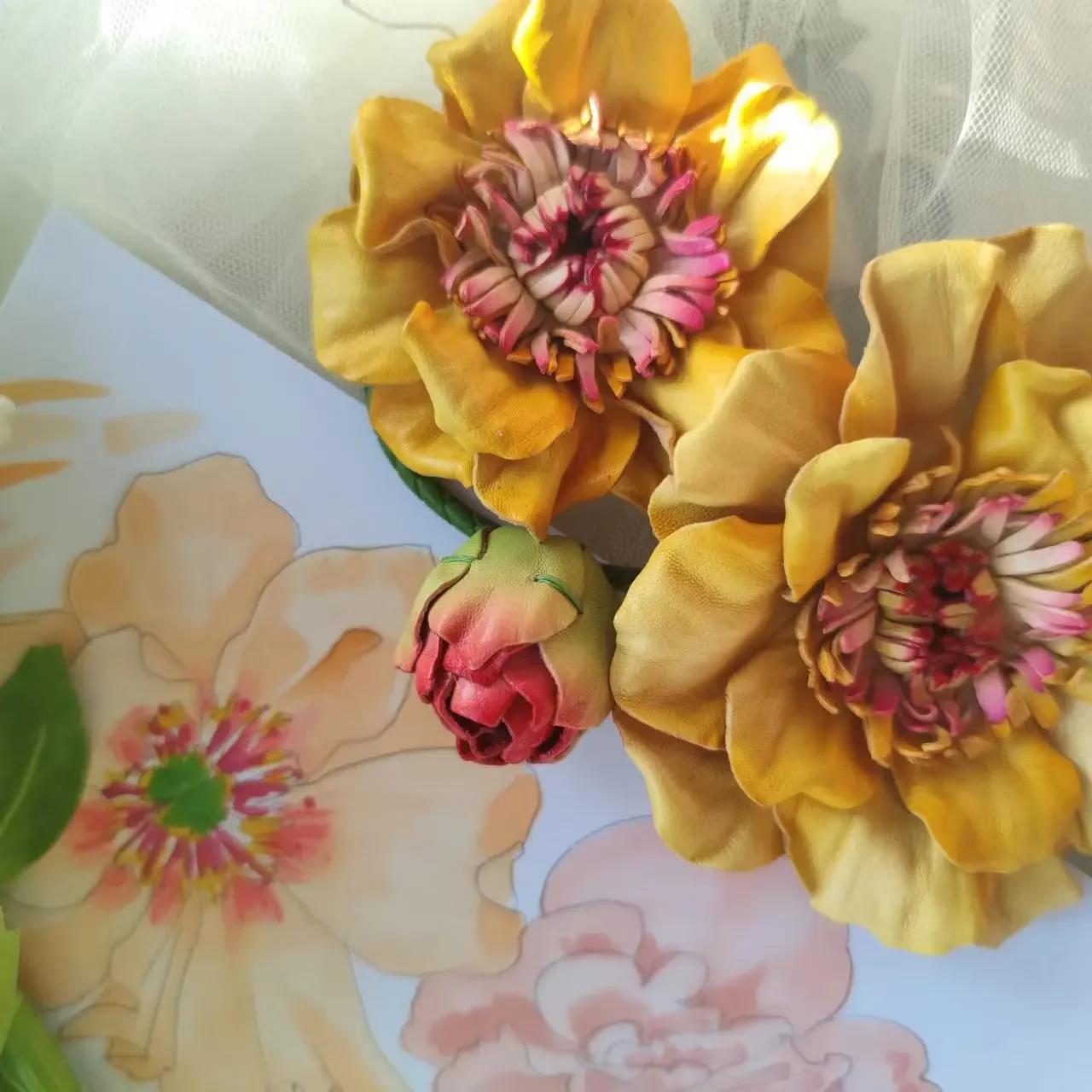 

Персонализированная сумка-подвеска из натуральной кожи ручной работы с цветами, индивидуальные подарки для матери, подарки на День святого Валентина жёлтый