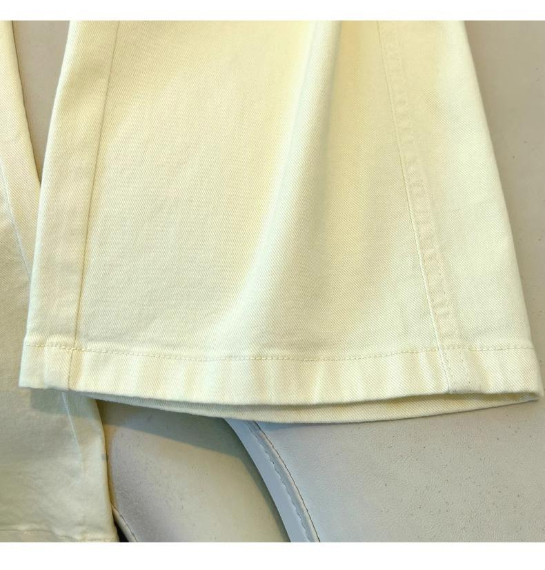 Women's Wide-Leg White Jeans, Spring Summer 2025 - Retro Slim Fit, Loose Straight-Leg Trousers