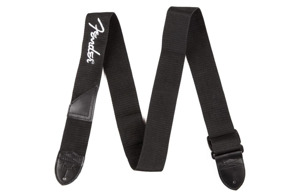 Fender Strap Black Poly Strap Logo Fender® 2" w/White Fender®