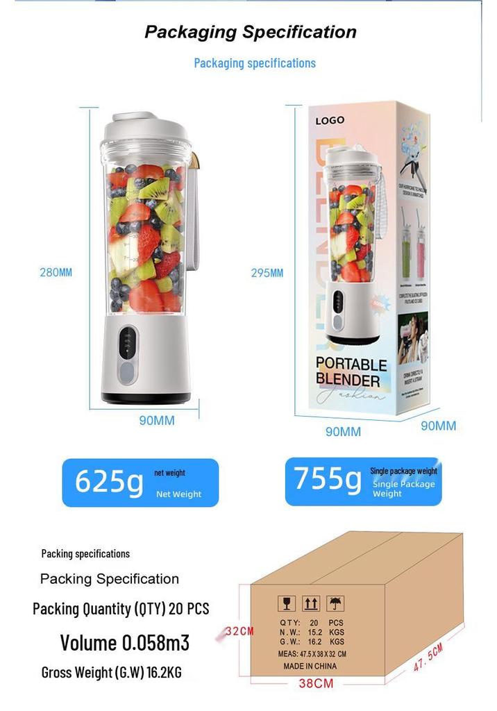 Portable Automatic Juicer and Smoothie Blender with Large Capacity
