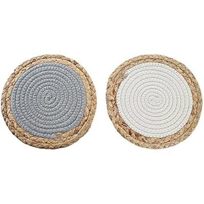Trivet - DKD Home Decor - Standard - White and Grey - Cotton and Fiber - 20x20 Cm