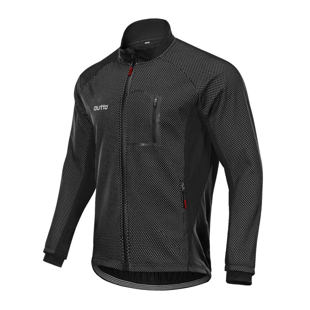 Men's Long-Sleeve Fleece Cycling Jersey - Warm, Windproof, Autumn/Winter Jacket