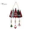 Festive Hanging Ornament Merry Christmas Wooden Wall Door Sign with Bells, Rustic Santa Snowman Indoor Holiday Party Supplies Tree Reindeer Decorative
