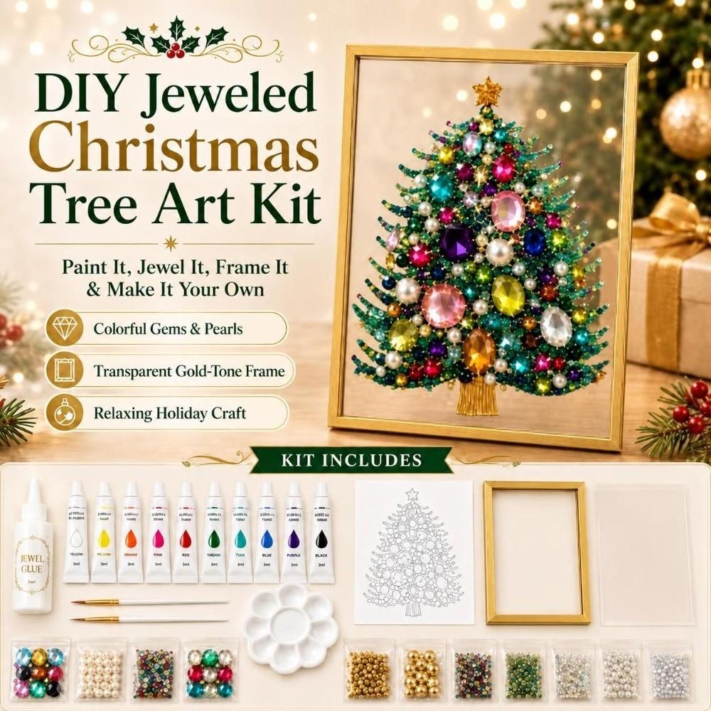 1 Set Gem Art Weihnachtsbaum Kunst-Kit DIY Feiertagsbastelset Baumdekoration Set Weihnachtsbasteln