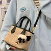 Portable bucket bag, women's retro spring popular vegetable basket bag, premium texture shoulder messenger bag