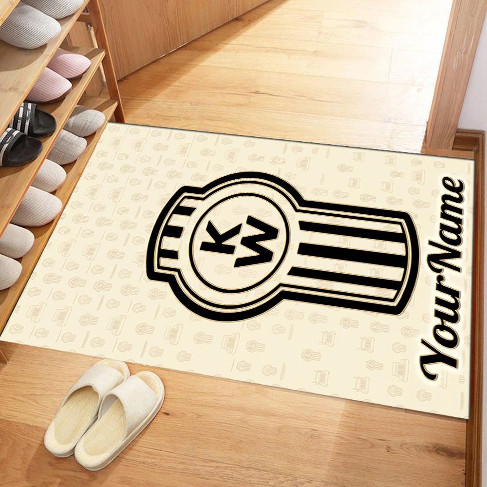Kw Heavy Trucks Customizable Name Floor Mat Perfect for Hallway Bedrooms Outdoor Entryway Anti-slip Rug Decorate Offices