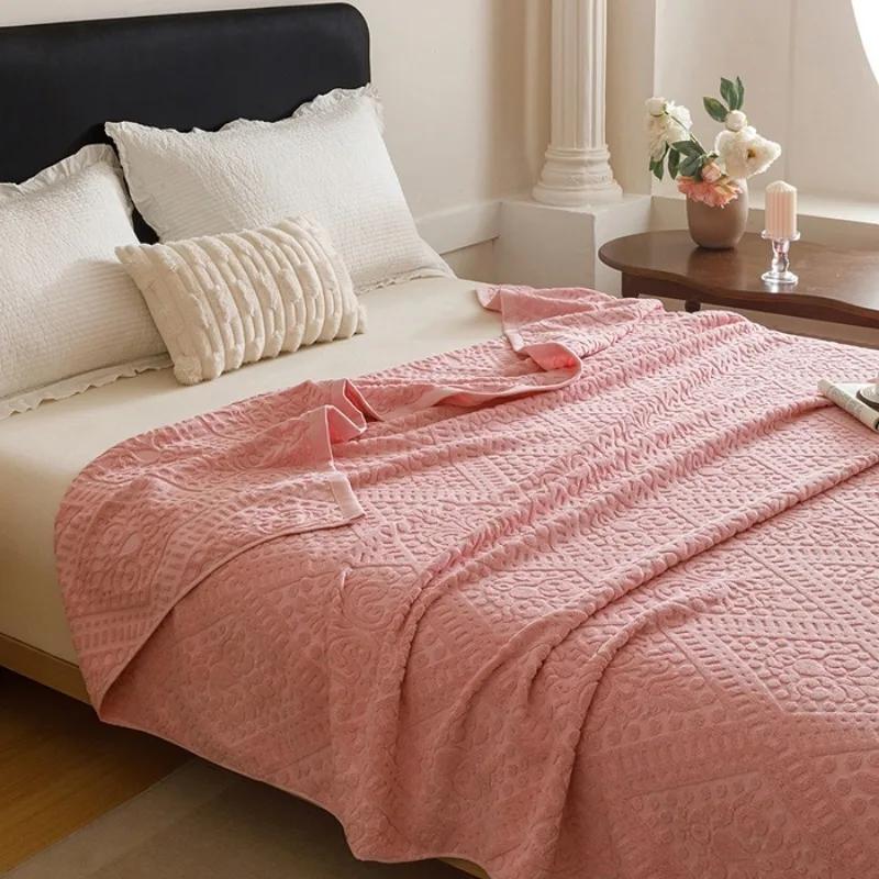New Cotton Vintage Towel Quilt Office Nap Casual Blanket Multi-functional Solid Color Blanket