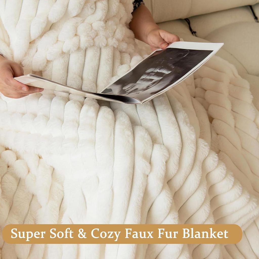 Double-Layer Super Soft Imitation Rabbit Fur Sofa Blanket