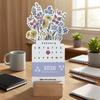Wooden Base Bloomy Flowers Desk Calendar Vase Shaped 2026 Desktop Calendar  for New Year
