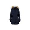 Lorette Series Slim Fit Mid-Length Solid Color Pocket Zipper Hooded Down Jacket Women Outerwear Blue 2090L-646
